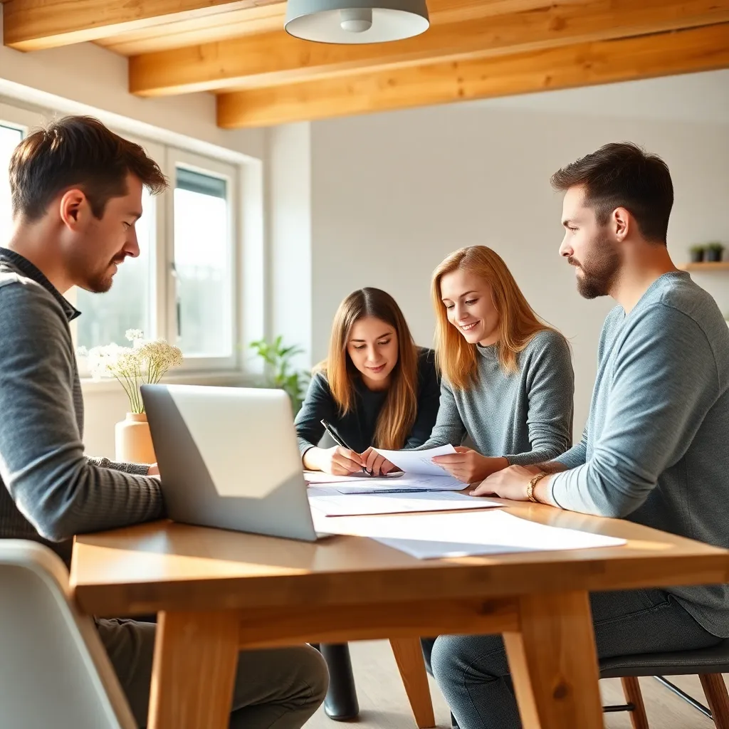 Nederlandse familie die huishoudbudget plant met laptop en documenten